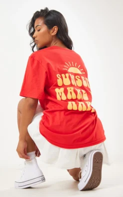 Red Sunset Printed T Shirt