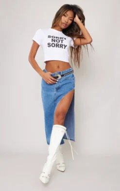 White Sorry Print Fitted T Shirt -Moden Vibe Sales Store 00fd9ac0ca0ea77b409a25605d51814d34bf69a5 cne2497 3