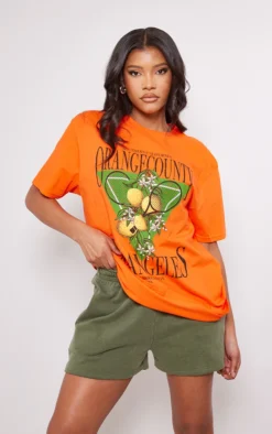 Orange County Tennis Print T Shirt