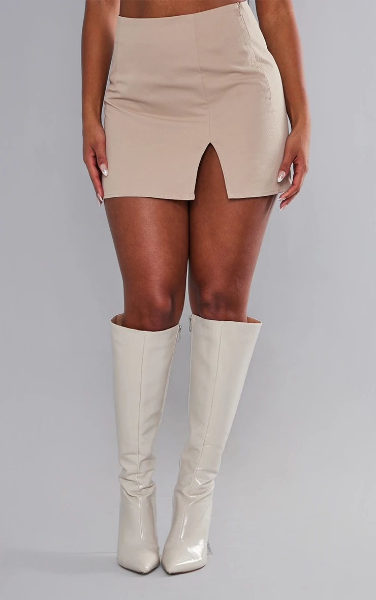 Stone Twill Split Hem Cargo Mini Skirt 2 Stone Twill Split Hem Cargo Mini Skirt - Image 2