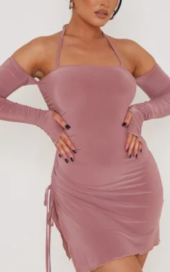 Rose Slinky Ruched Side Halter Tie Bardot Shift Dress 8 Rose Slinky Ruched Side Halter Tie Bardot Shift Dress -Moden Vibe Sales Store 091f083cb5f8fe3c833efec43316c309b9d3a77d cnd0395 4