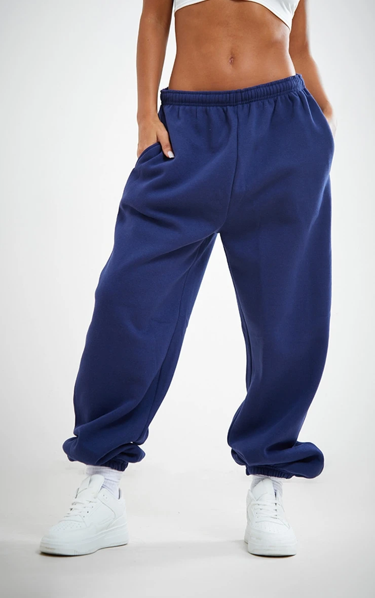 Navy Blue Sweat Cuffed High Waist Joggers 2 Navy Blue Sweat Cuffed High Waist Joggers - Image 2