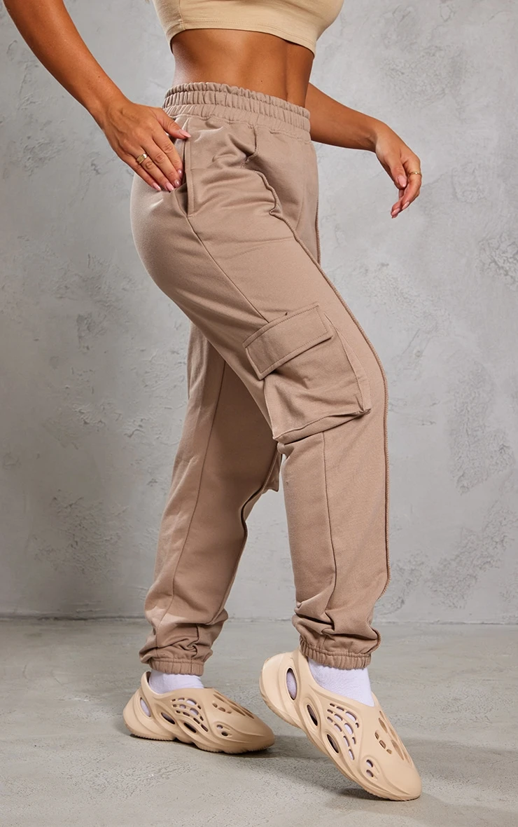 Mocha Seam Detail Cargo Joggers 2 Mocha Seam Detail Cargo Joggers - Image 2