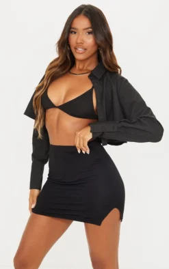 Black Split Mini Skirt -Moden Vibe Sales Store 10c24844566f0431e081536eaa9fcf2c9ac16096 cls2908 4