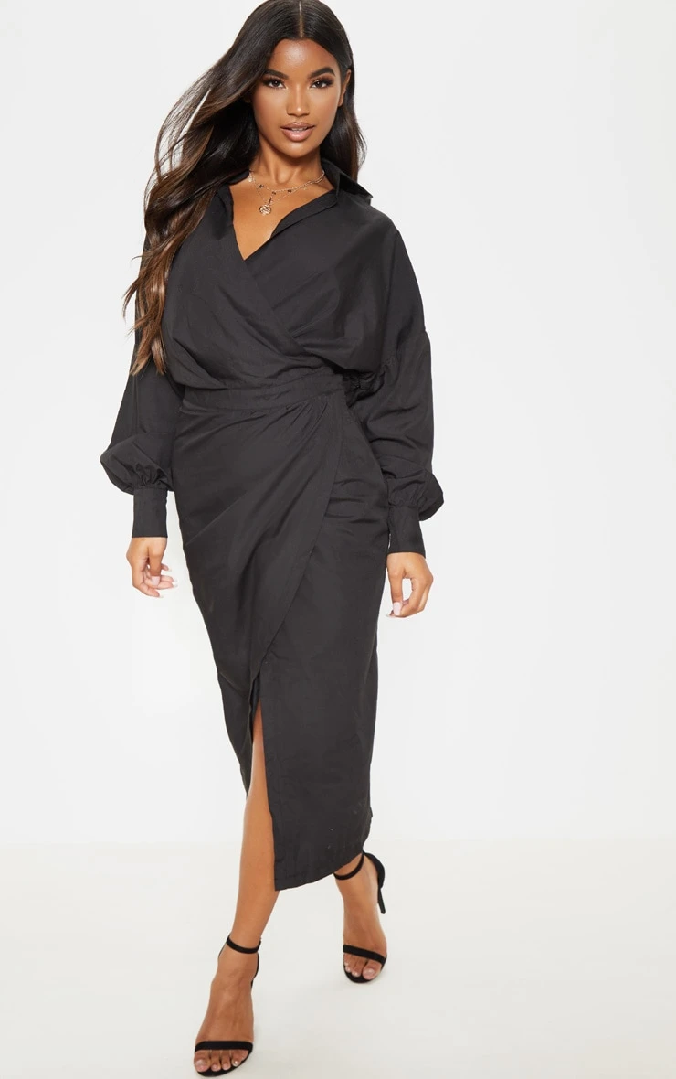 Black Midi Shirt Dress 4 Black Midi Shirt Dress - Image 4
