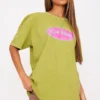 Lime Cali Babe Printed Washed T Shirt
