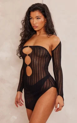 Black Distressed Sheer Knit Cut Out Side Split Dress & Sleeves 7 Black Distressed Sheer Knit Cut Out Side Split Dress & Sleeves -Moden Vibe Sales Store 19e576a9bd6830d2c186d8504a8bef306c58b41f cnc3255 3