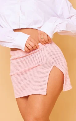 Baby Pink Crochet Rib Split Hem Micro Mini Skirt -Moden Vibe Sales Store 1b58da1a1337d3449c45ff3de62e2ea7fe5cf4ee cne3830 5