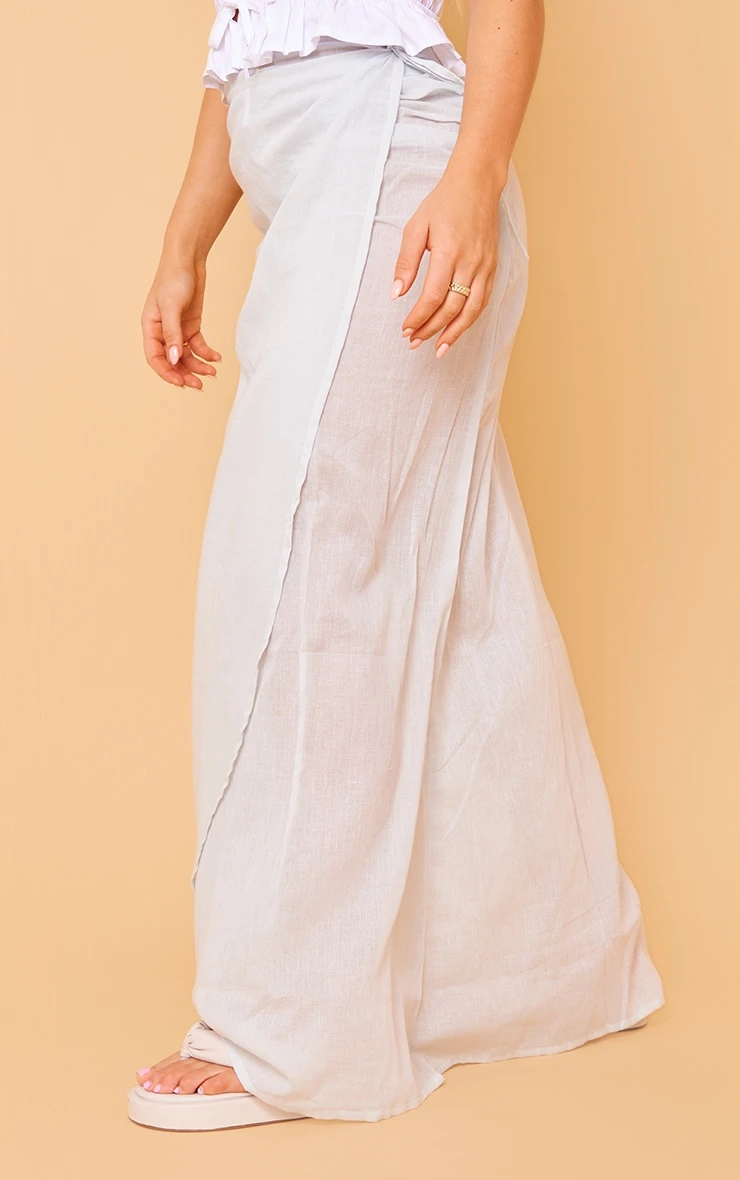 Aqua Sheer Linen Look Wrap Over Maxi Skirt 2 Aqua Sheer Linen Look Wrap Over Maxi Skirt - Image 2