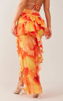 Orange Frill Detail Split Thigh Maxi Skirt -Moden Vibe Sales Store 21e4e6a96eaf99ea7bbb96361f96890e37acc825 cne3835 3