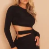 Black Slinky Cut Out Waist Ring Detail Bodycon Dress