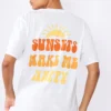 White Sunset Printed T Shirt
