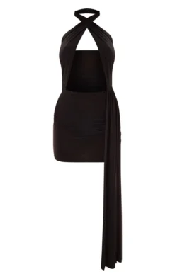 Black Slinky Hooded Cross Front Drape Bodycon Dress -Moden Vibe Sales Store 29e39645c13262226268b52987a9459d9a991cc9 cnd4310 5