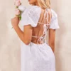 White Broderie Anglaise Puff Sleeve Detail Shift Dress
