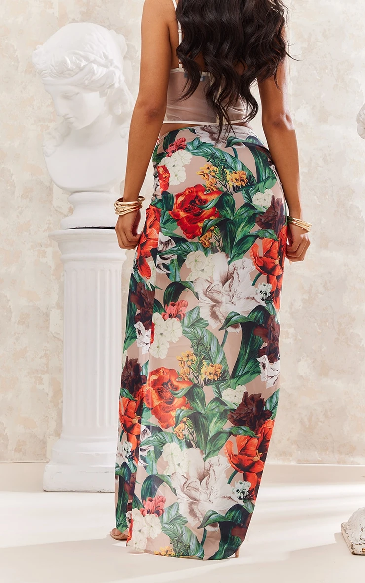 Multi Floral Ruched Maxi Skirt 3 Multi Floral Ruched Maxi Skirt - Image 3