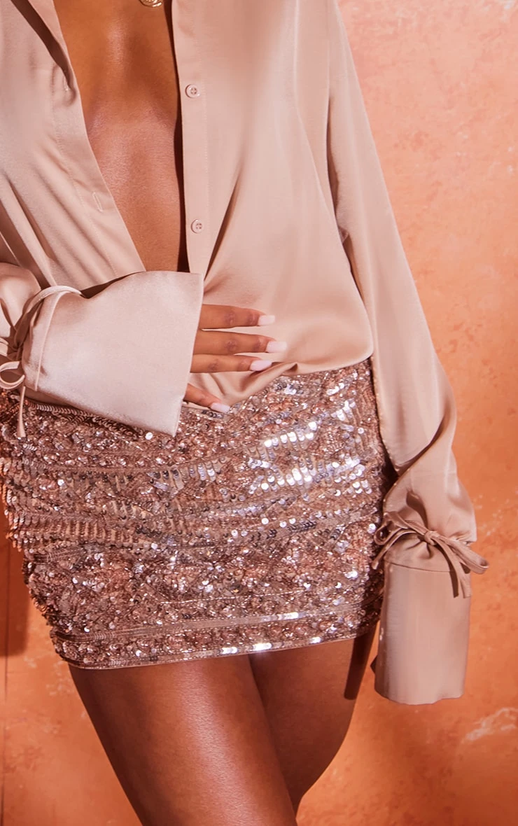 Champagne Embellished Mini Skirt 5 Champagne Embellished Mini Skirt - Image 5