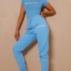 PRETTYLITTLETHING Logo Bright Blue High Waisted Joggers