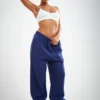 Navy Blue Sweat Cuffed High Waist Joggers