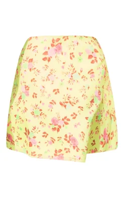 Yellow Floral Printed Skater Mini Skirt -Moden Vibe Sales Store 3b553233ffdac059620c51f3755e54b4cf953658 cne0287 6