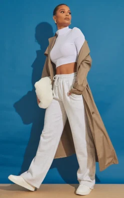 Grey Oversized Drawstring Wide Leg Joggers