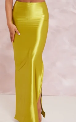 Olive Stretch Satin Split Side Maxi Skirt -Moden Vibe Sales Store 46f741bf68e6a92ce5a2ded95341353ae4cf4bd4 cne3925 4