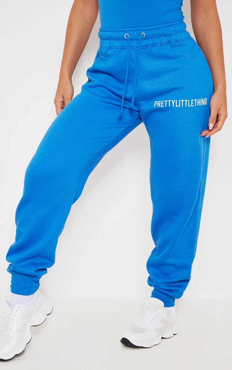 PRETTYLITTLETHING Logo Blue High Waisted Cuffed Joggers 2 PRETTYLITTLETHING Logo Blue High Waisted Cuffed Joggers - Image 2