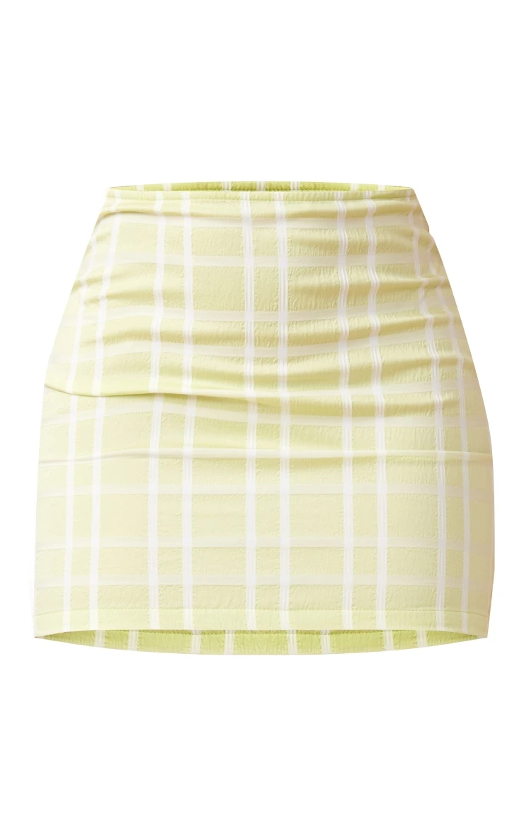 Pale Green Gingham Seersucker Mini Skirt 6 Pale Green Gingham Seersucker Mini Skirt - Image 6