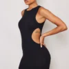 Black Cut Out Side Soft Knit Dress
