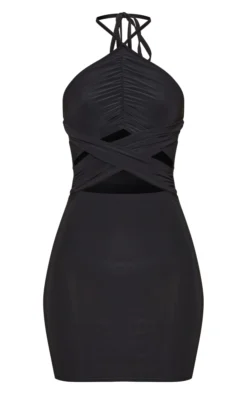 Black Slinky Ruched Halter Cross Waist Bodycon Dress 9 Black Slinky Ruched Halter Cross Waist Bodycon Dress -Moden Vibe Sales Store 54f2821fd644b90c7cba23b670a205c89d916708 cnd5833 5