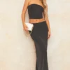 Black Acetate Slinky Low Rise Maxi Skirt