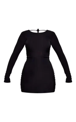 Black Slinky Backless Tie Detail Long Sleeve Bodycon Dress -Moden Vibe Sales Store 56dccbfb9a2107cd1d76fb6f041006f59e0c25c4 cnc7750 5