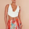 Orange Teal Printed Plisse Micro Mini Skirt
