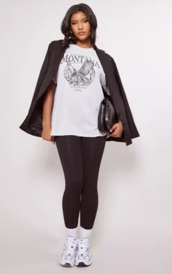 Ash Grey Montana Logo Oversized Washed T Shirt