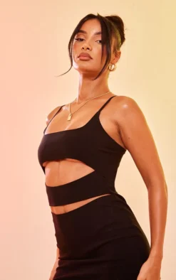 Black Stretch Woven Strappy Cut Out Bodycon Dress -Moden Vibe Sales Store 662be54ff1bb6723f13859815da7036b55a44f59 cnd6105 4