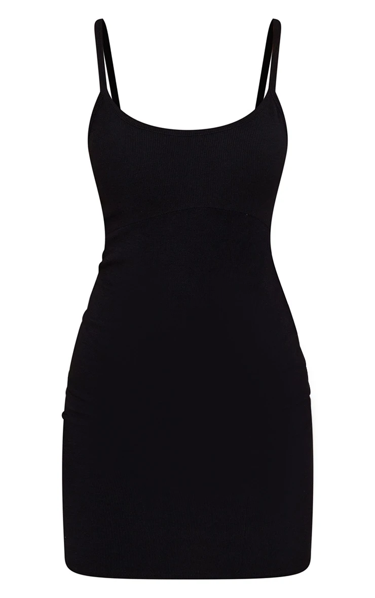 Black Rib Binding Detail Strappy Bodycon Dress 5 Black Rib Binding Detail Strappy Bodycon Dress - Image 5