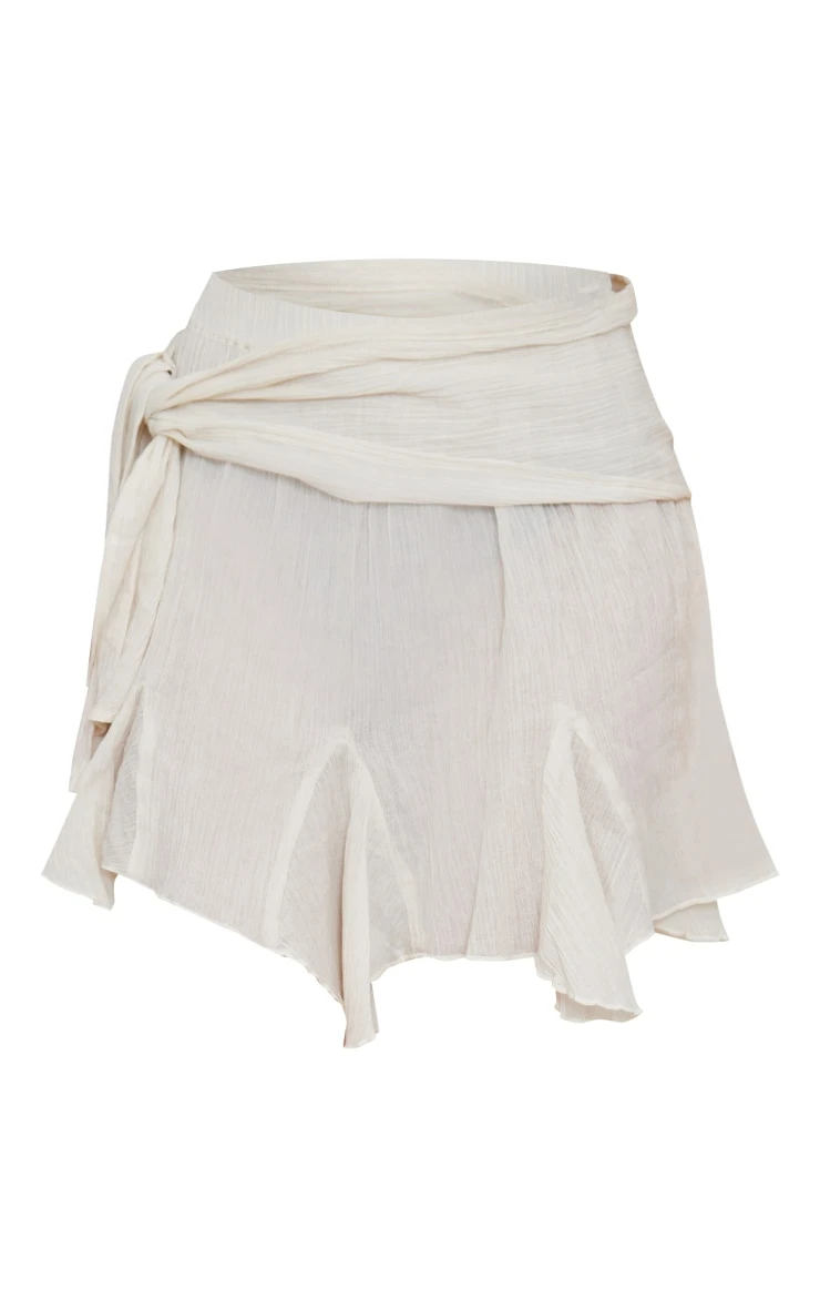 Cream Cheesecloth Handkerchief Hem Tie Waist Mini Skirt 6 Cream Cheesecloth Handkerchief Hem Tie Waist Mini Skirt - Image 6