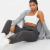 Charcoal Marl Sweat Cuffed High Waist Joggers
