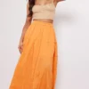 Orange Cotton Raw Seam Detail Maxi Skirt