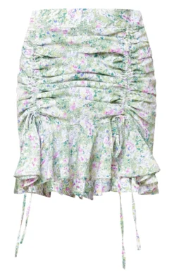 Green Floral Printed Chiffon Ruched Frill Mini Skirt -Moden Vibe Sales Store 7b23eff128d347b1188e22101a20add2d63f8bc7 cnd9203 6