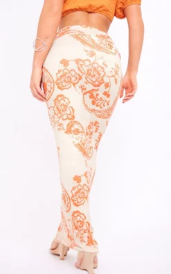 Orange Swirl Print Soft Touch Jersey Seam Detail Maxi Skirt -Moden Vibe Sales Store 7b38cf3aae8eb0dd1811a1d47bc89543dbd42dc0 cne3940 3