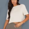 Cotton Sand Oversized Crop T-shirt