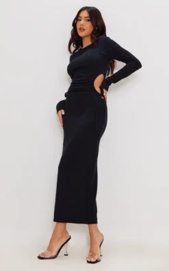 Black Ribbed Side Cut Out Long Sleeve Maxi Dress -Moden Vibe Sales Store 7d10151b4dbb5b21e32728cd567c6a1e53d2d90f cnd1255 3