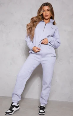 PRETTYLITTLETHING Ash Grey Printed Cuffed Joggers