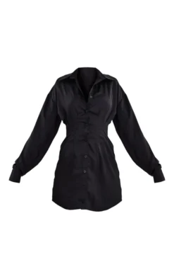 Black Satin Fitted Waist Shirt Dress 9 Black Satin Fitted Waist Shirt Dress -Moden Vibe Sales Store 851ee572b2fb04f48546bde5006850ce8962e0b4 cnc7697 5