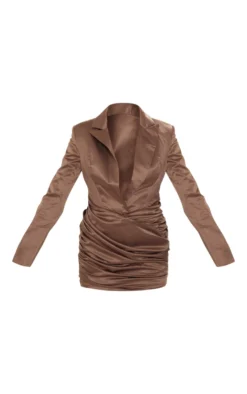 Taupe Satin Plunge Drape Skirt Detail Blazer Dress 9 Taupe Satin Plunge Drape Skirt Detail Blazer Dress -Moden Vibe Sales Store 891abc1077850378b7cfac40f0f05e6fd2c61003 cnc7732 5
