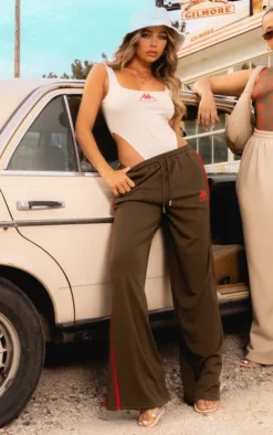 Kappa Khaki Contrast Side Stripe Joggers