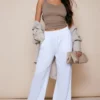 White Cotton Wide Leg Joggers