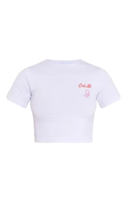 White Call Me Bubble Print Fitted Crop T Shirt 9 White Call Me Bubble Print Fitted Crop T Shirt -Moden Vibe Sales Store 9266eed9245d6c9c7824391b052bf76e9be86715 cne3320 5
