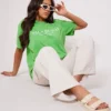 Bright Green Palm Beach Printed Washed T Shirt