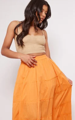 Orange Cotton Raw Seam Detail Maxi Skirt -Moden Vibe Sales Store 989cf8794b84127cf839ed2645015594186f0c63 cnd9190 4